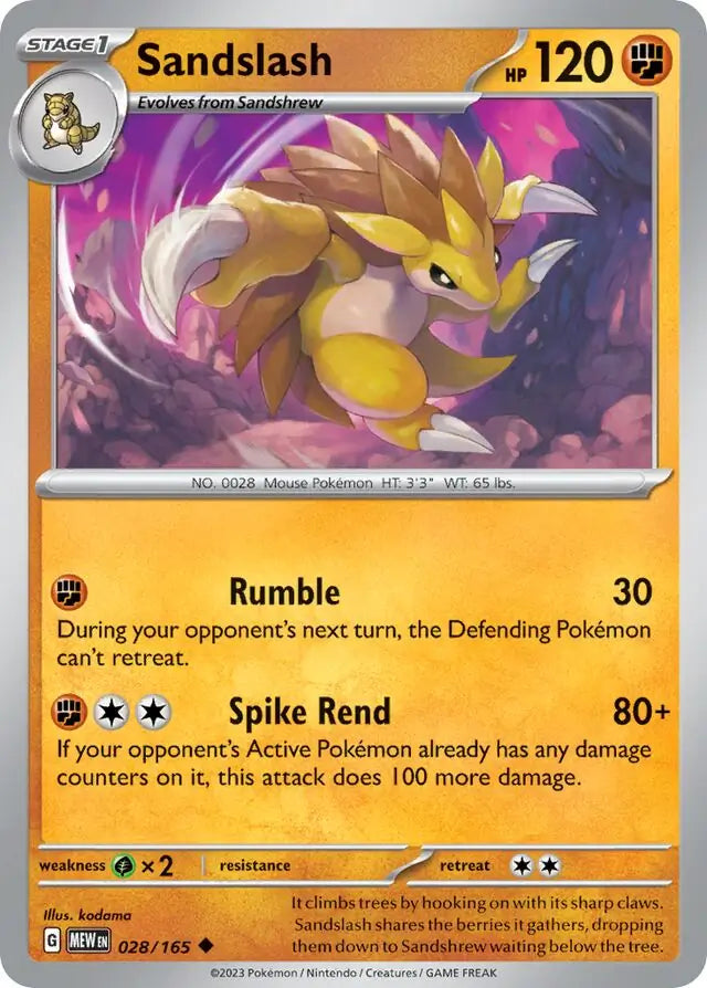 028 Sandslash, 151 | Scarlet & Violet, , 3.00 kr, Pokesingles. Kjøp pokemon kort til lave priser hos oss.