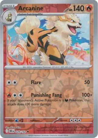 Arcanine Reverse Holo 028 - Destined Rivals Pokesingles