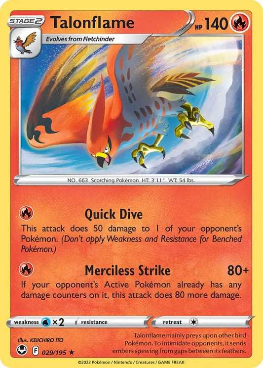 Talonflame 029, Silver Tempest | Sword & Shield, , 0.00 kr, Pokesingles. Kjøp pokemon kort til lave priser hos oss.