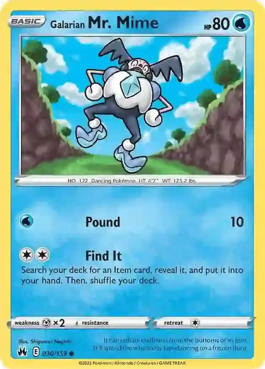 Galarian Mr. Mime 030, Crown Zenith | Sword & Shield, , 0.00 kr, Pokesingles. Kjøp pokemon kort til lave priser hos oss.