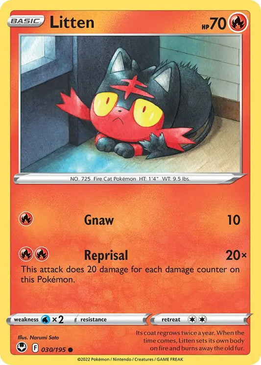 Litten 030, Silver Tempest | Sword & Shield, , 0.00 kr, Pokesingles. Kjøp pokemon kort til lave priser hos oss.