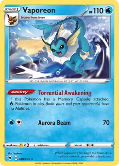 Vaporeon 030 - Vivid Voltage Pokesingles