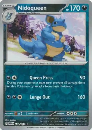 031 Nidoqueen Reverse Holo, 151 | Scarlet & Violet, reverse, 4.00 kr, Pokesingles. Kjøp pokemon kort til lave priser hos oss.