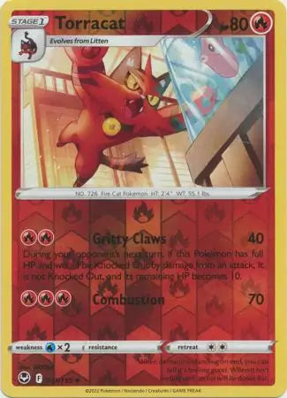 Torracat Reverse Holo 031, Silver Tempest | Sword & Shield, , 0.00 kr, Pokesingles. Kjøp pokemon kort til lave priser hos oss.