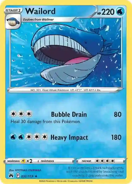 Wailord 032, Crown Zenith | Sword & Shield, , 0.00 kr, Pokesingles. Kjøp pokemon kort til lave priser hos oss.