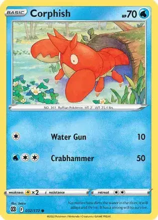 Corphish 032, Brilliant Stars | Sword & Shield, , 0.00 kr, Pokesingles. Kjøp pokemon kort til lave priser hos oss.