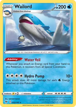 Wailord Holo Rare 032 - Vivid Voltage