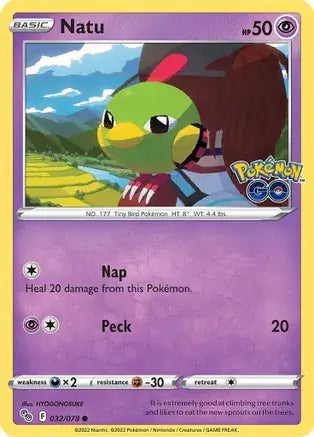 32 Natu, Pokemon Go | Sword & Shield, nonholo, 2.00 kr, Pokesingles. Kjøp pokemon kort til lave priser hos oss.