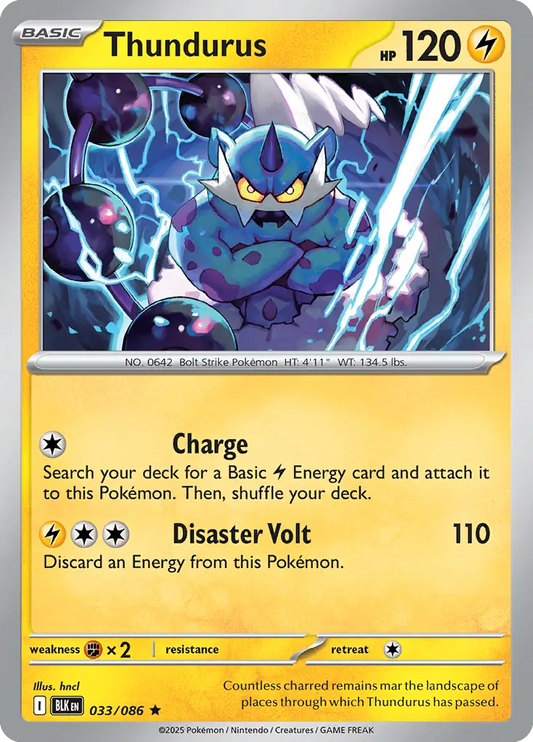 Thundurus Holo Rare 033 - Black Bolt Pokesingles