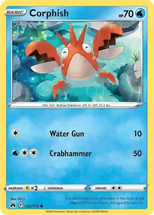 Corphish 033, Crown Zenith | Sword & Shield, , 0.00 kr, Pokesingles. Kjøp pokemon kort til lave priser hos oss.