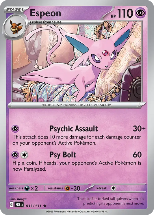 Espeon Holo Rare 033 - Prismatic Evolutions Pokesingles