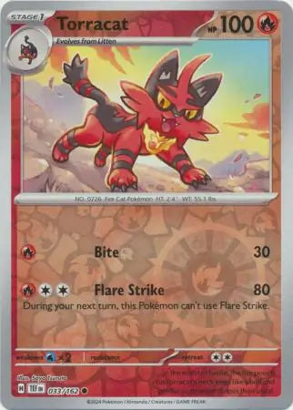 033 Torracat - Reverse Holo, Temporal Forces | Scarlet & Violet, reverse, 4.00 kr, Pokesingles. Kjøp pokemon kort til lave priser hos oss.