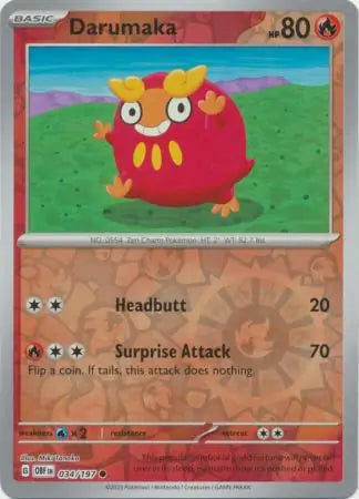 Darumaka Reverse Holo 034, Obsidian Flames | Scarlet & Violet, , 4.00 kr, Pokesingles. Kjøp pokemon kort til lave priser hos oss.