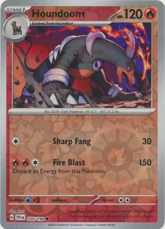 034 Houndoom - Reverse Holo, Scarlet & Violet Base, , 4.00 kr, Pokesingles. Kjøp pokemon kort til lave priser hos oss.