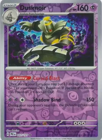 Dusknoir Reverse Holo 037 Pokesingles