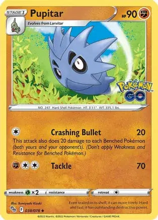 38 Pupitar, Pokemon Go | Sword & Shield, nonholo, 2.00 kr, Pokesingles. Kjøp pokemon kort til lave priser hos oss.