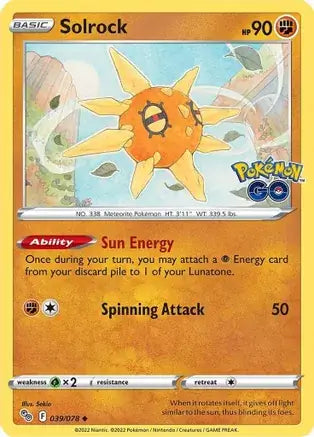 39 Solrock, Pokemon Go | Sword & Shield, nonholo, 2.00 kr, Pokesingles. Kjøp pokemon kort til lave priser hos oss.