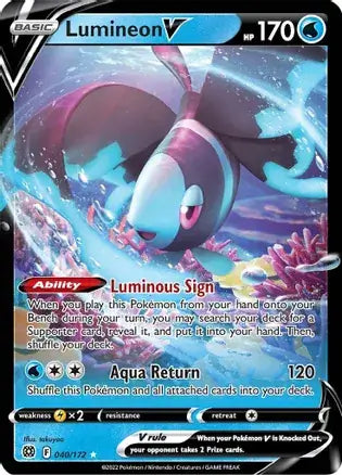 Lumineon V 040, Brilliant Stars | Sword & Shield, v, 0.00 kr, Pokesingles. Kjøp pokemon kort til lave priser hos oss.