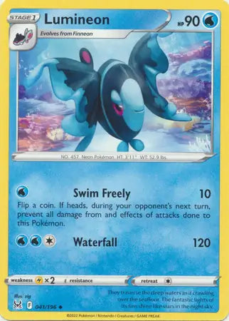 Lumineon 041, Lost Origin | Sword & Shield, , 0.00 kr, Pokesingles. Kjøp pokemon kort til lave priser hos oss.
