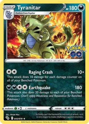 43 Tyranitar Holo Rare, Pokemon Go | Sword & Shield, holo, 5.00 kr, Pokesingles. Kjøp pokemon kort til lave priser hos oss.