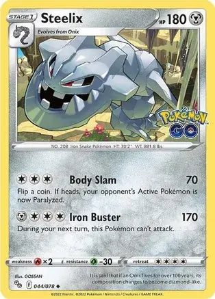 44 Steelix, Pokemon Go | Sword & Shield, nonholo, 2.00 kr, Pokesingles. Kjøp pokemon kort til lave priser hos oss.