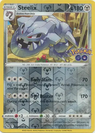 44 Steelix Reverse Holo, Pokemon Go | Sword & Shield, , 4.00 kr, Pokesingles. Kjøp pokemon kort til lave priser hos oss.