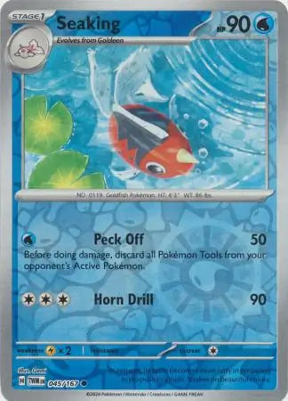 Seaking Reverse Holo 045, Twilight Masquerade | Scarlet & Violet, , 4.00 kr, Pokesingles. Kjøp pokemon kort til lave priser hos oss.