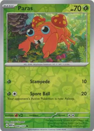 046 Paras Reverse Holo, 151 | Scarlet & Violet, reverse, 4.00 kr, Pokesingles. Kjøp pokemon kort til lave priser hos oss.
