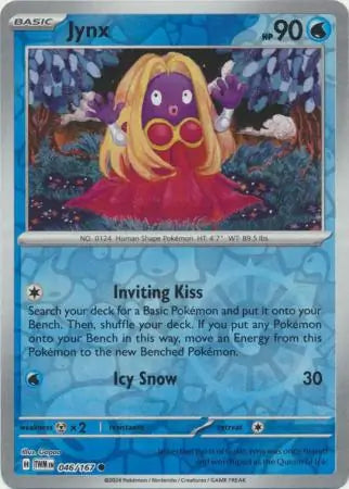 Jynx Reverse Holo 046, Twilight Masquerade | Scarlet & Violet, , 4.00 kr, Pokesingles. Kjøp pokemon kort til lave priser hos oss.