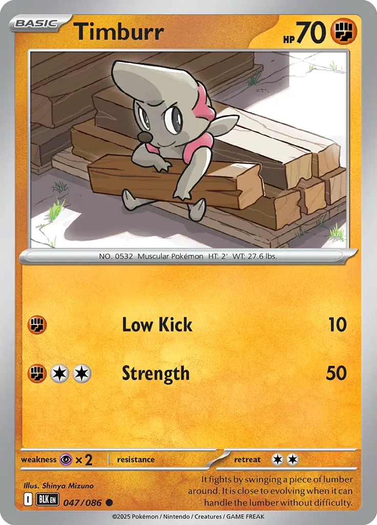 Timburr 047 - Black Bolt Pokesingles