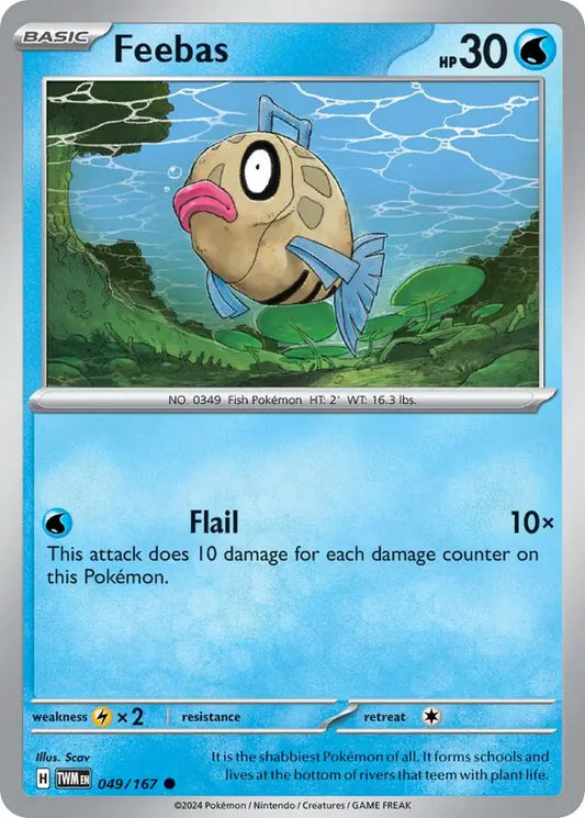 Feebas 049, Twilight Masquerade | Scarlet & Violet, , 5.00 kr, Pokesingles. Kjøp pokemon kort til lave priser hos oss.