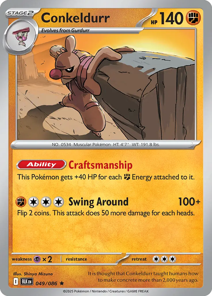Conkeldurr Holo Rare 049 - Black Bolt Pokesingles