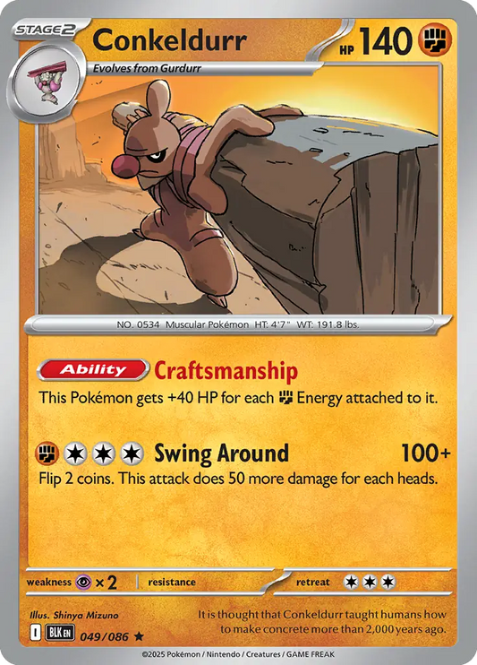 Conkeldurr Holo Rare 049 - Black Bolt Pokesingles