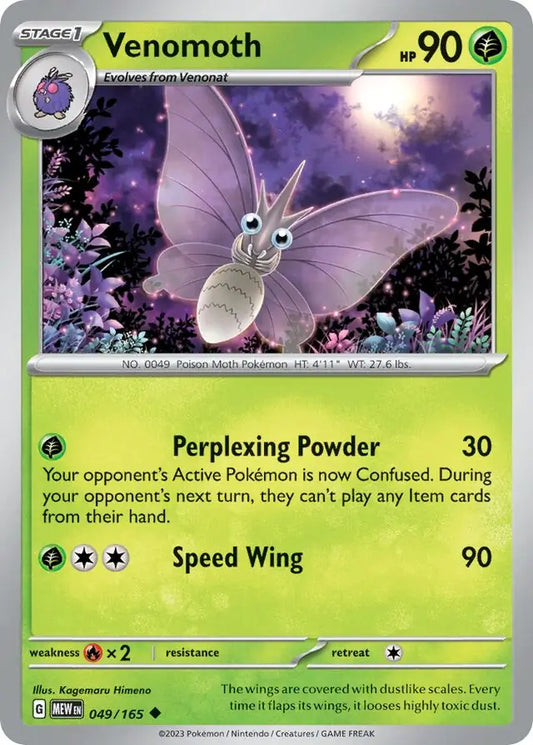 049 Venomoth, 151 | Scarlet & Violet, , 3.00 kr, Pokesingles. Kjøp pokemon kort til lave priser hos oss.