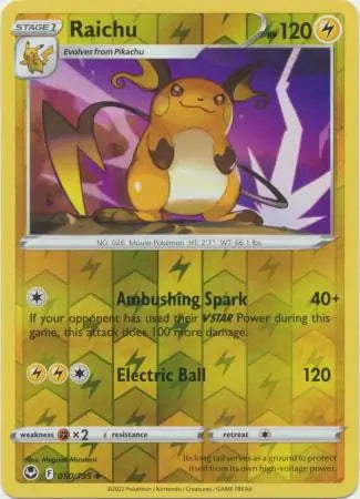 Raichu Reverse Holo 050, Silver Tempest | Sword & Shield, , 0.00 kr, Pokesingles. Kjøp pokemon kort til lave priser hos oss.