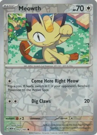 052 Meowth Reverse Holo, 151 | Scarlet & Violet, reverse, 4.00 kr, Pokesingles. Kjøp pokemon kort til lave priser hos oss.