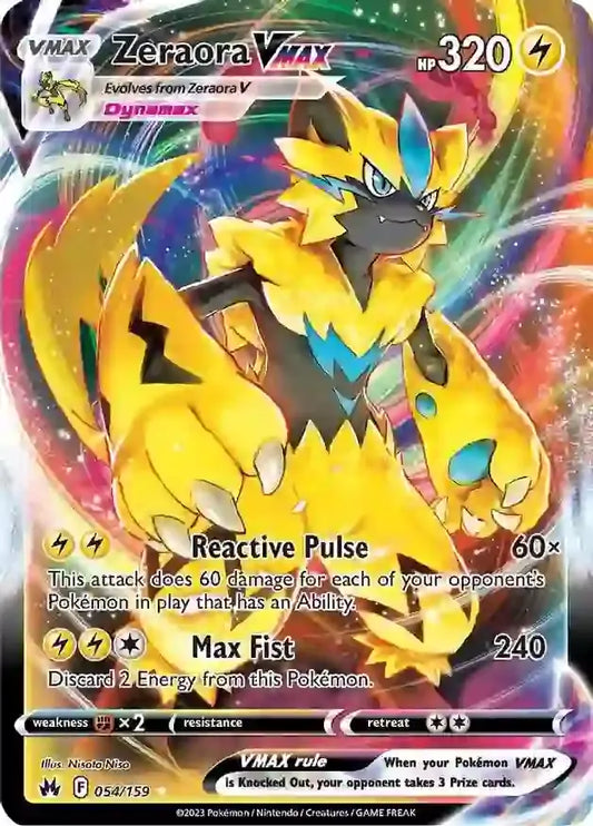 Zeraora VMAX 054, Crown Zenith | Sword & Shield, , 0.00 kr, Pokesingles. Kjøp pokemon kort til lave priser hos oss.