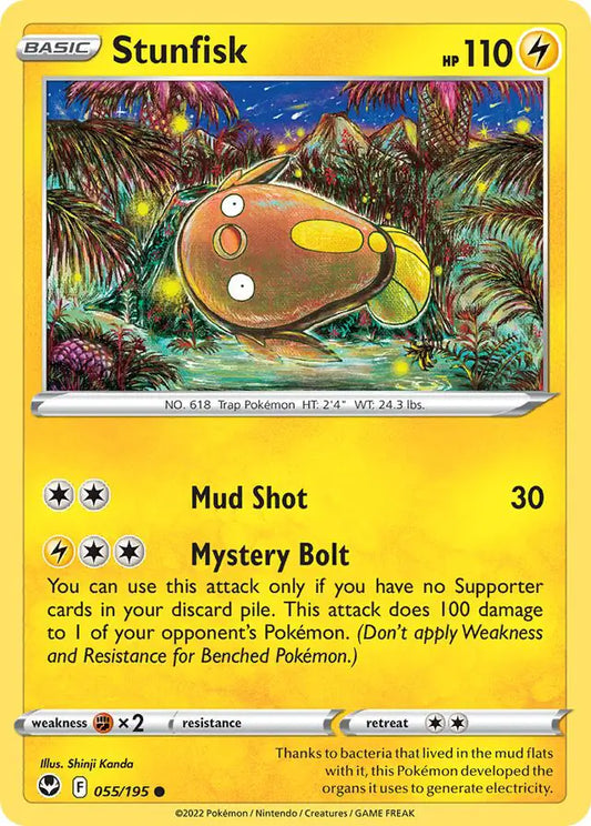 Stunfisk 055, Silver Tempest | Sword & Shield, , 0.00 kr, Pokesingles. Kjøp pokemon kort til lave priser hos oss.