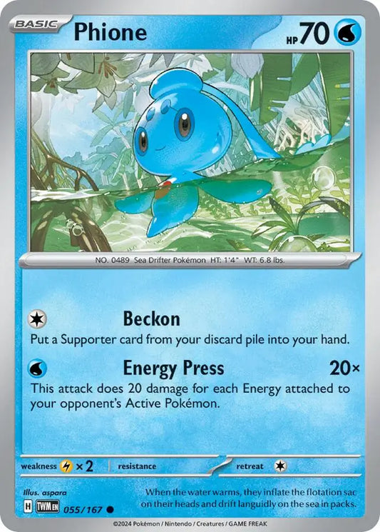 Phione 055, Twilight Masquerade | Scarlet & Violet, , 5.00 kr, Pokesingles. Kjøp pokemon kort til lave priser hos oss.
