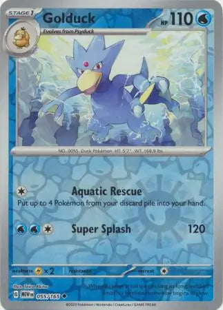 055 Golduck Reverse Holo, 151 | Scarlet & Violet, reverse, 4.00 kr, Pokesingles. Kjøp pokemon kort til lave priser hos oss.