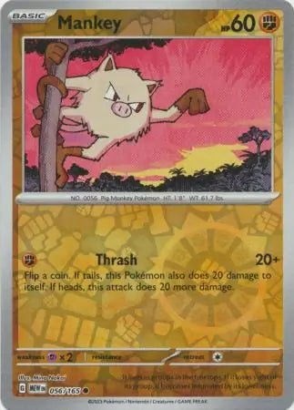 056 Mankey Reverse Holo, 151 | Scarlet & Violet, reverse, 4.00 kr, Pokesingles. Kjøp pokemon kort til lave priser hos oss.