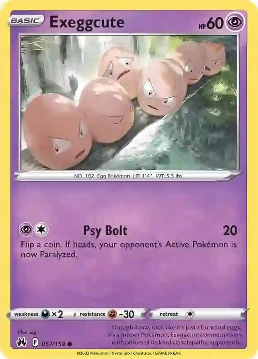 Exeggcute 057, Crown Zenith | Sword & Shield, , 0.00 kr, Pokesingles. Kjøp pokemon kort til lave priser hos oss.