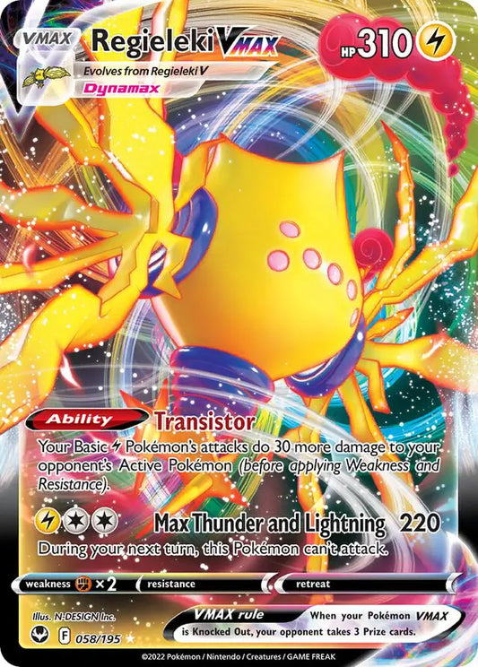 Regieleki VMAX 058, Silver Tempest | Sword & Shield, v, 20.00 kr, Pokesingles. Kjøp pokemon kort til lave priser hos oss.