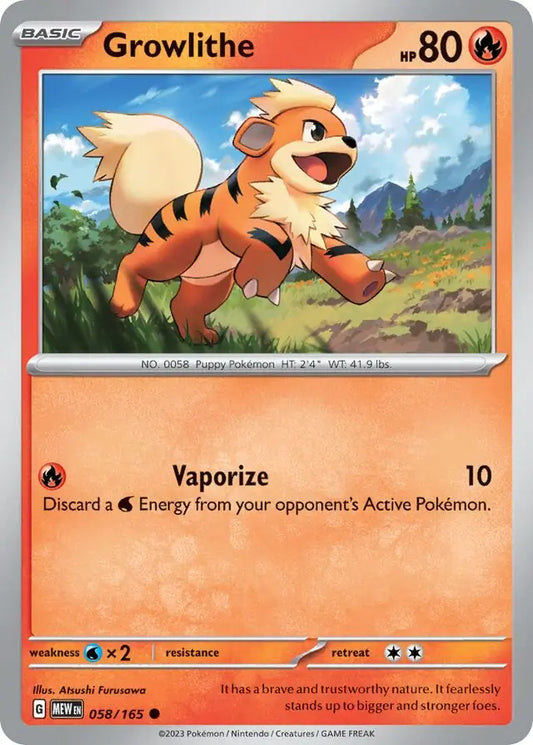 058 Growlithe, 151 | Scarlet & Violet, , 3.00 kr, Pokesingles. Kjøp pokemon kort til lave priser hos oss.