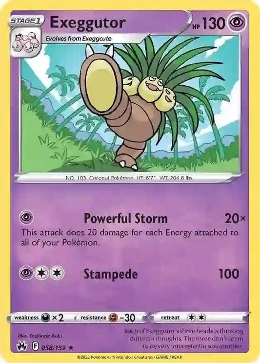 Exeggutor 058, Crown Zenith | Sword & Shield, , 0.00 kr, Pokesingles. Kjøp pokemon kort til lave priser hos oss.