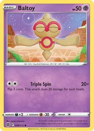 Baltoy 058, Brilliant Stars | Sword & Shield, , 0.00 kr, Pokesingles. Kjøp pokemon kort til lave priser hos oss.