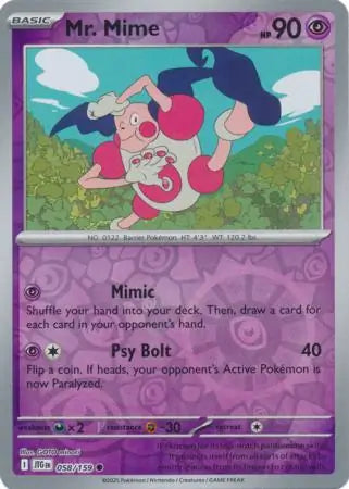 Mr. Mime Reverse Holo 058 - Journey Together Pokesingles