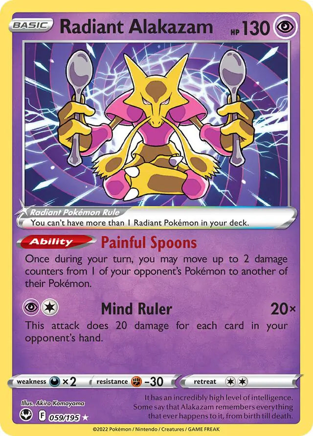 Radiant Alakazam 059, Silver Tempest | Sword & Shield, radiant, 15.00 kr, Pokesingles. Kjøp pokemon kort til lave priser hos oss.