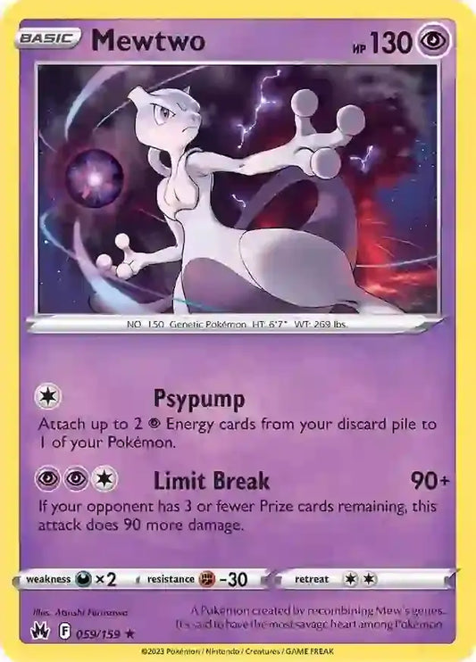 Mewtwo 059, Crown Zenith | Sword & Shield, , 0.00 kr, Pokesingles. Kjøp pokemon kort til lave priser hos oss.
