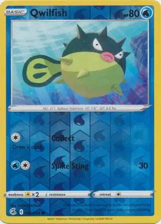 Qwilfish Reverse Holo 060, Fusion Strike | Sword & Shield, , 2.00 kr, Pokesingles. Kjøp pokemon kort til lave priser hos oss.